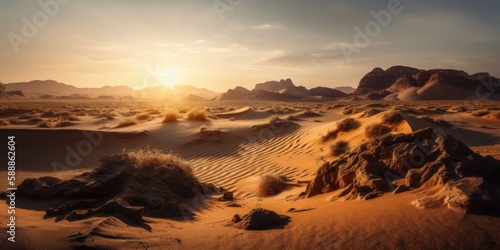desert sunset landscape, generative ai