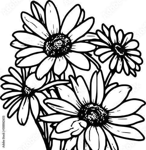Floral coloring page flower Daisy   A Collection of Floral Art for Stress-Relieving Coloring Activities and Adult Coloring page  