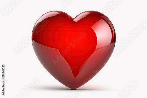 red heart design isolated on white. Generative AI