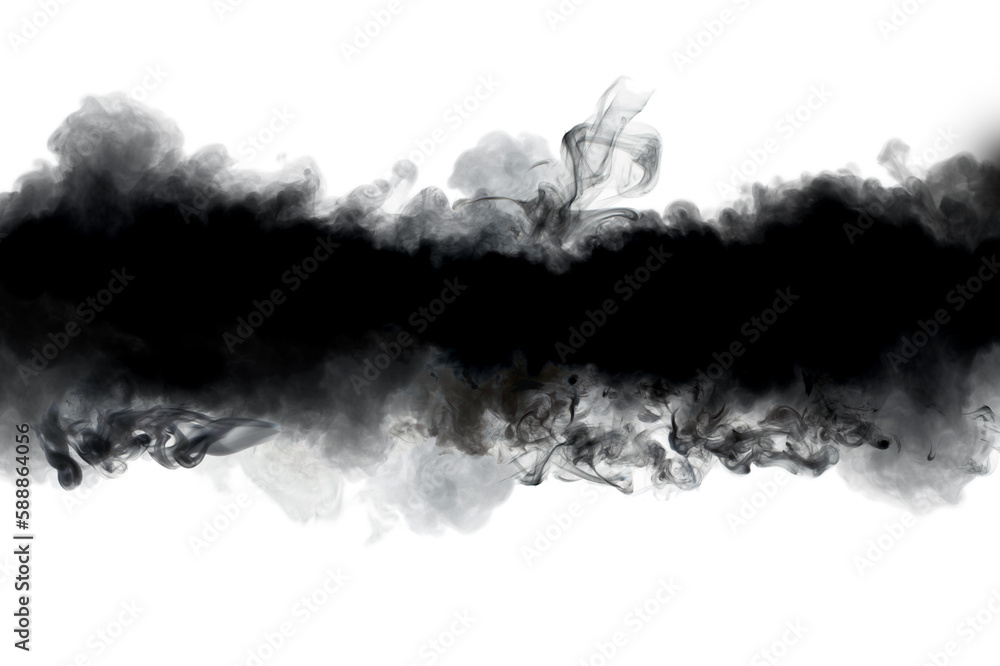 Abstract black and white smoke blot. Wave horizontal contrast copy space background.. - obrazy, fototapety, plakaty 
