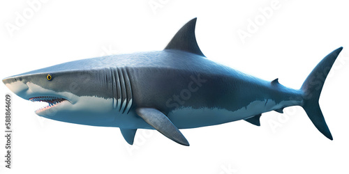 big shark  side view  isolated background. Generative Ai