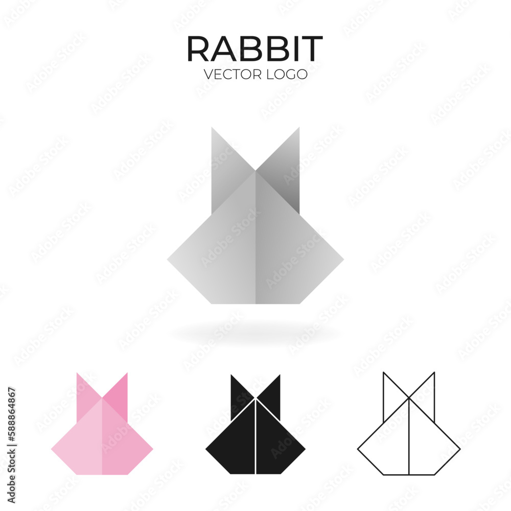 Origami vector logo and icon with rabbit. Origami vector logo and icon with rabbit.