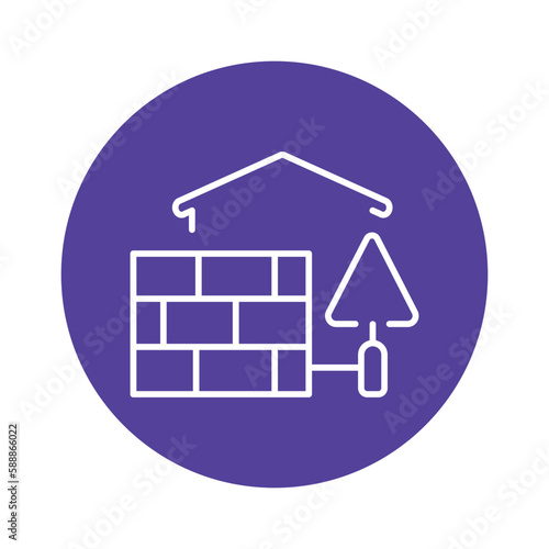 Building walls at home line icon. Building construction