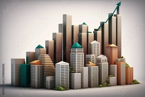 Real estate, 3d buildings. Created using generative AI.