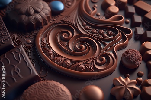 Close up chocolate, highly detailed. Created using generative AI.