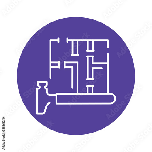 Erection partitions at home line icon. Building construction