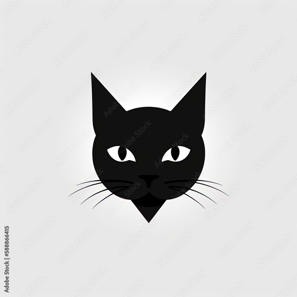 Cat Silhouette in black and white. Minimalistic illustration for Logo Design created using generative AI tools