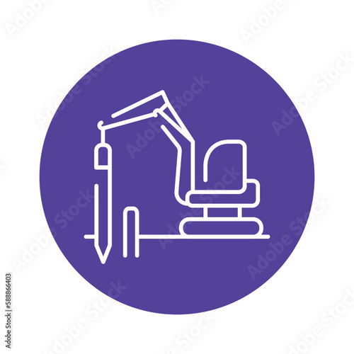 Foundation erection in the house line icon. Building construction