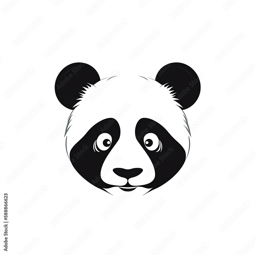 Fototapeta premium Panda Silhouette in black and white. Minimalistic illustration for Logo Design created using generative AI tools