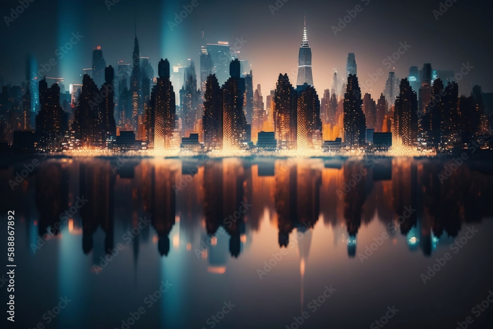 Obraz premium view of the city, AI-generated