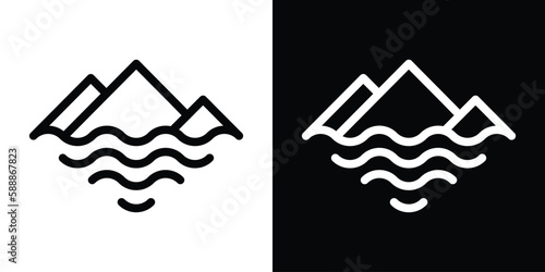 mountain logo design line icon vector illustration