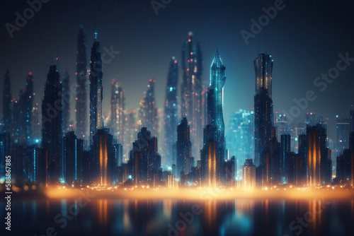 City at night, AI-generated