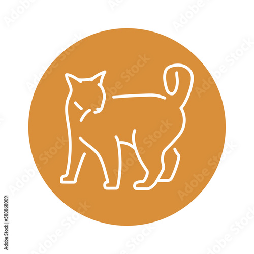 Playful cat standing color line icon. Pictogram for web page