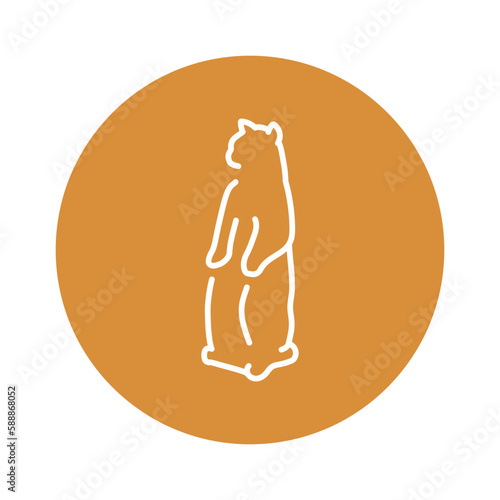 Cat stands in the position color line icon. Pictogram for web page