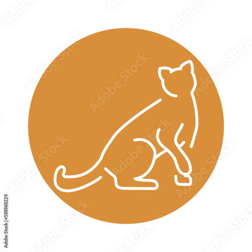 Happy cat sitting color line icon. Pictogram for web page