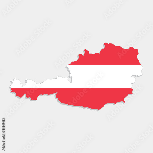 austria map with flag on gray background