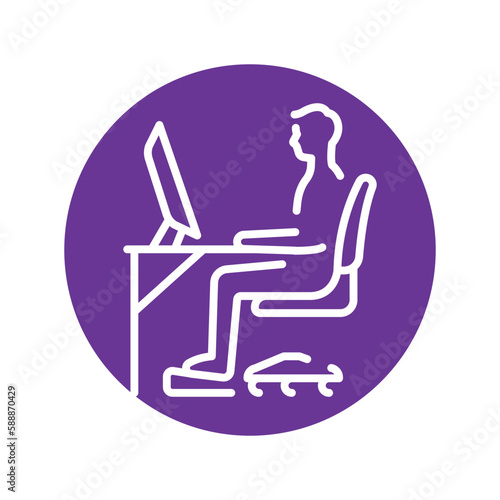 Correct sitting posture olor line icon. Pictogram for web page