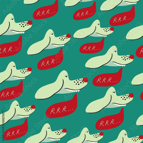 seamless pattern with muzzles of dogs in flat style. pattern with the head of a stylized dog. pet patterns for print and digital use. 