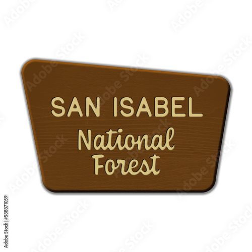San Isabel National Forest wood sign illustration on transparent background