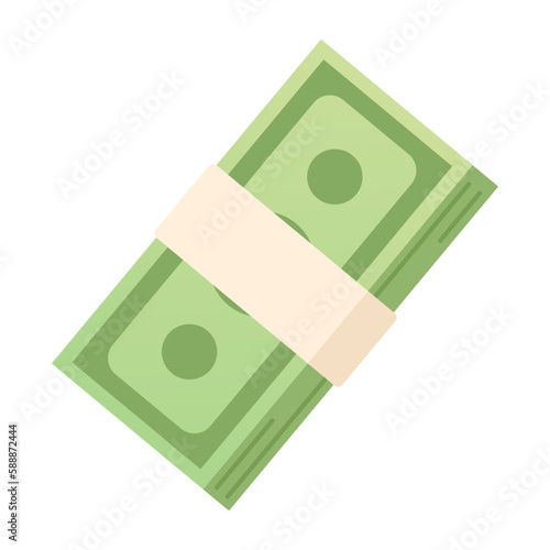 Banknotes pack semi flat color vector object. Salary paycheck. Income. Editable icon. Full sized element on white. Simple cartoon style spot illustration for web graphic design and animation