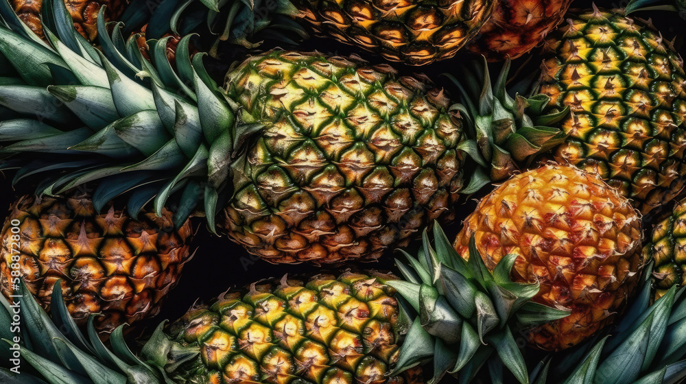 close up of pineapple created with Generative AI technology close up of pineapple created with Generative AI technology
