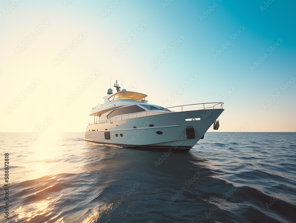 Luxury yacht in the sea at sunset. Luxury yacht in the sea at sunset.