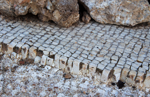 Fotografie detail of ancient Roman pavement in the ancient port of Gianola Formia