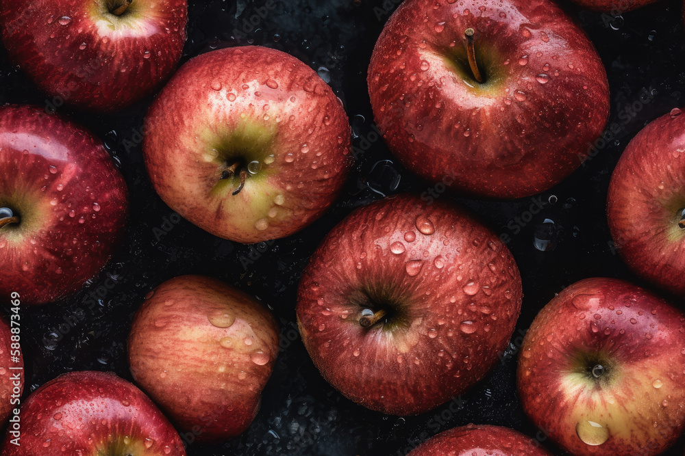 Seamless pattern with apples, Generative AI Seamless pattern with apples, Generative AI