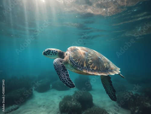 Hawaiian Green Sea Turtle (Chelonia mydas) © Medard