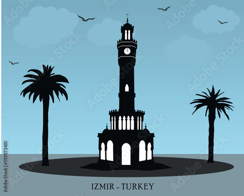 Turkey, izmir, konak. Clock Tower, landmark Turkey of Izmir city, travel icon