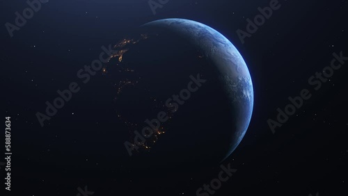Planet earth from space.  Planet earth rotating animation. 4k