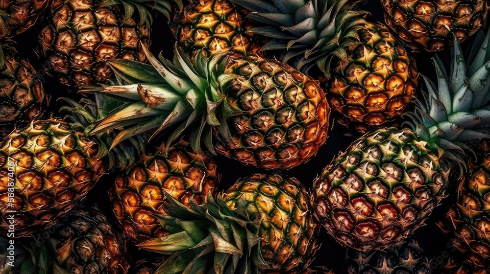 close up of pineapple created with Generative AI technology close up of pineapple created with Generative AI technology