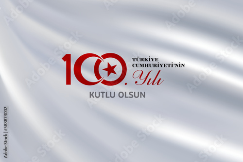 29 Ekim Cumhuriyet Bayrami kutlu olsun, Republic Day in Turkey. Translation: Happy 100th anniversary of the Republic of Turkey. Vector illustration, poster, celebration card, graphic, post and story photo