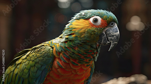 Vivid Plumage: Realistic Parrot Illustration