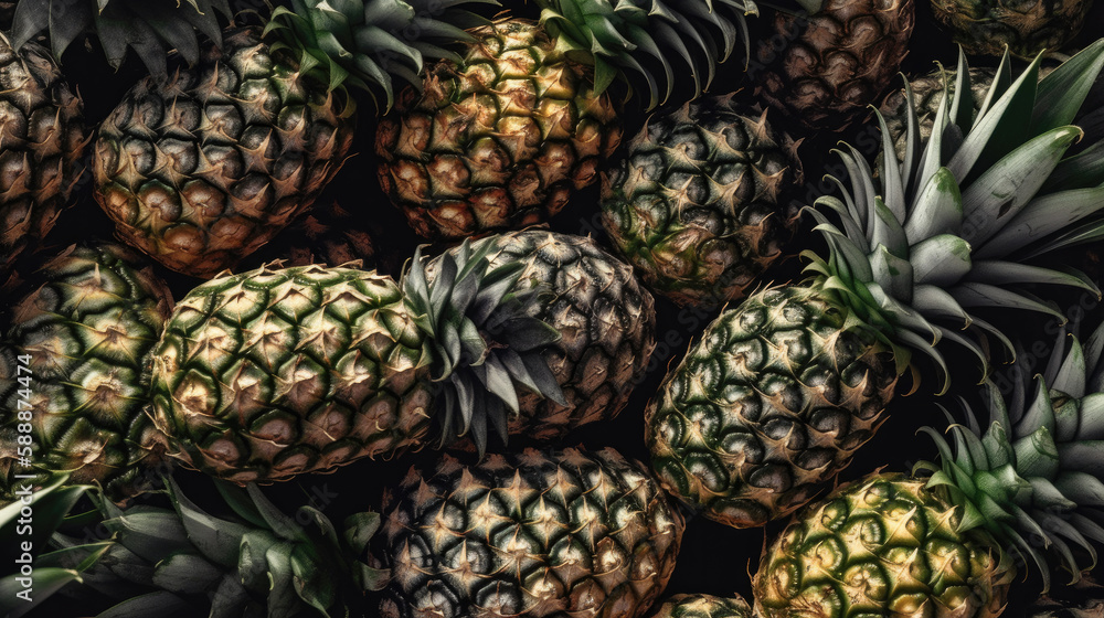 close up of pineapple created with Generative AI technology close up of pineapple created with Generative AI technology