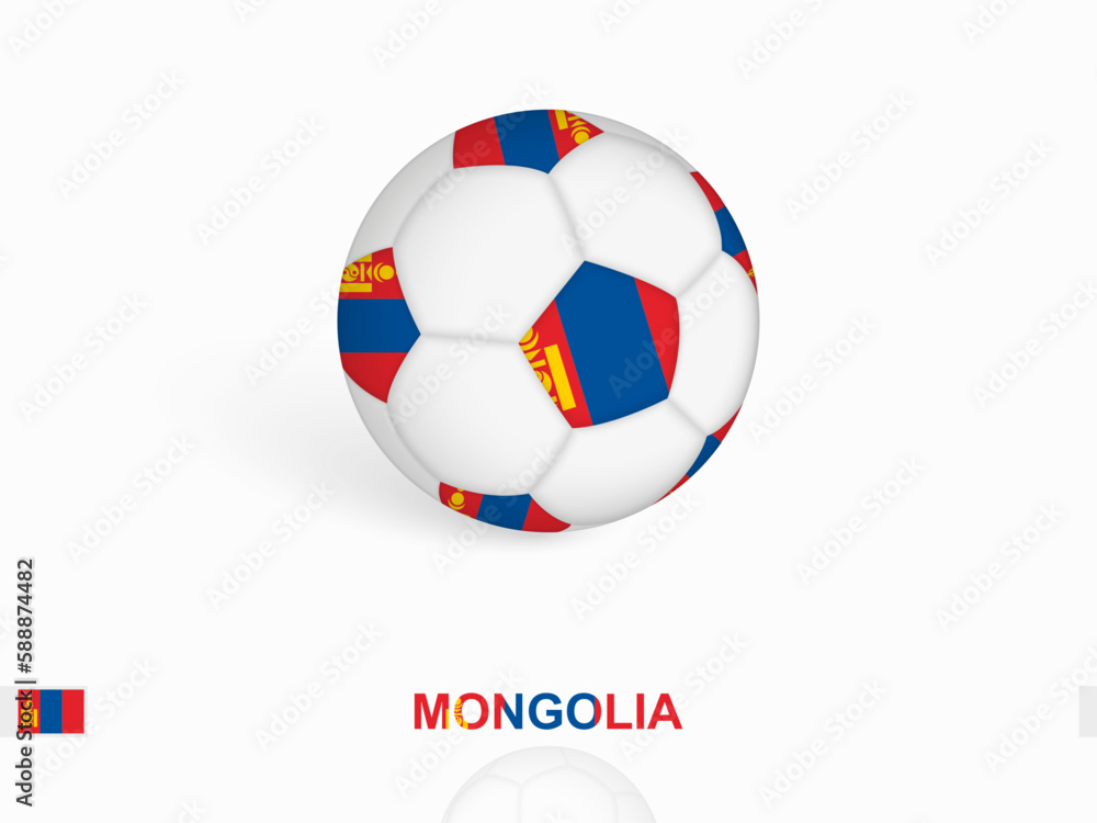 Soccer ball with the Mongolia flag, football sport equipment.