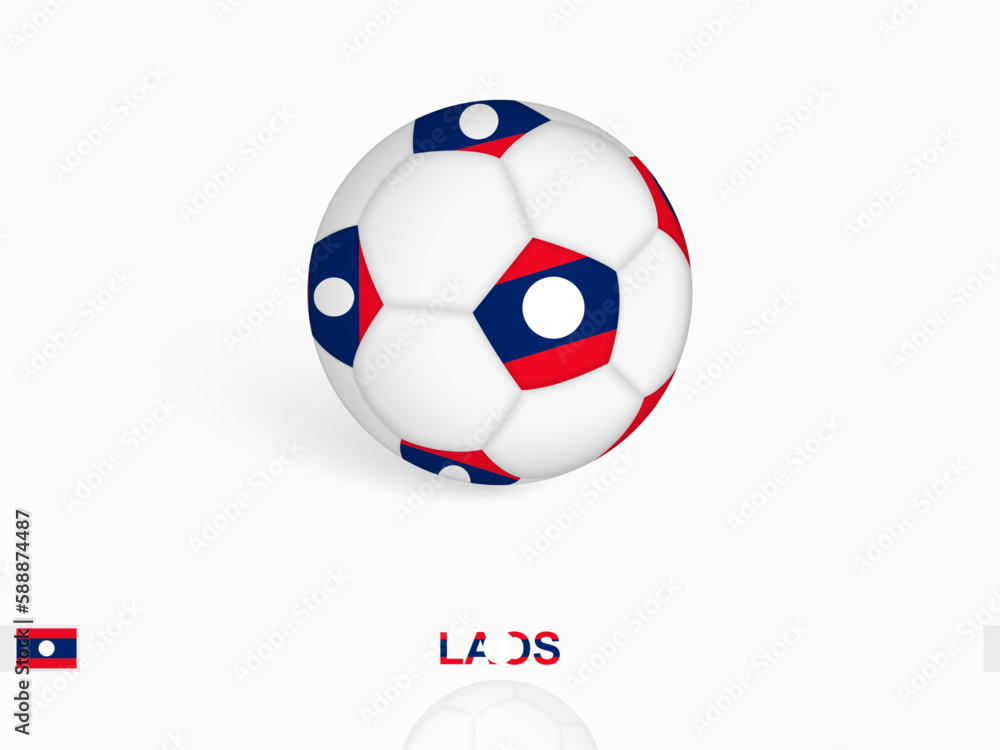 Soccer ball with the Laos flag, football sport equipment.
