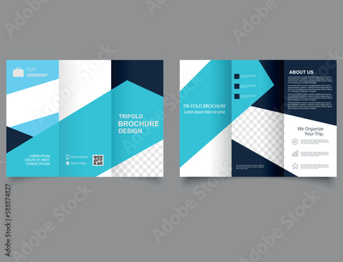 Corporate brochure, trifold template design. lyer report template. design vector illustration