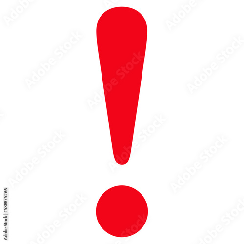 Exclamation mark icon, hazard warning attention sign, danger and caution symbol, error logo, risk graphic, flat style vector illustration for web, app, mobile. Red color clip art isolated on white.