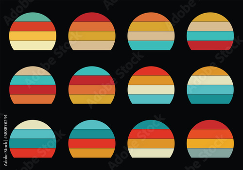 Retro Vintage Sunset Vector Design Vintage Summer Seaside Sunset