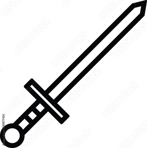 Sword icon vector . Military or heraldry symbol. Protection and security sign