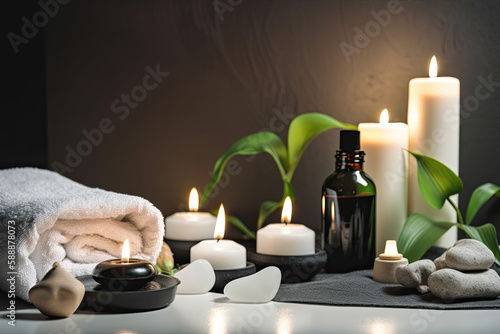 Spa beauty treatment with candles  Generative AI
