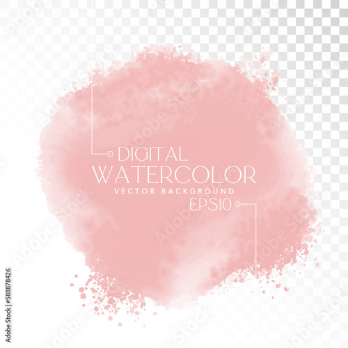 Vector digital watercolor brush stain. Colorful painted stroke for backdrop. Artistic painted background.