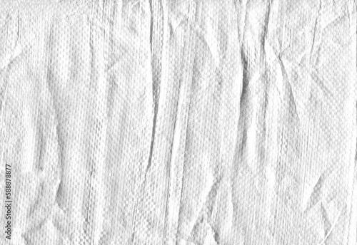 Texture of white polypropylene bag.