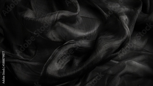 Black gauze texture background. Generative ai.