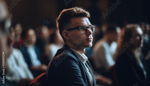 A business person attending a conference, promoting professional growth. Generative AI