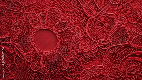 Red lace texture background. Generative ai.