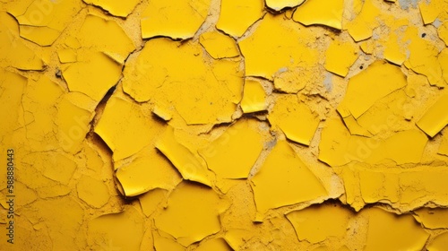 Yellow cracked paint texture background. Generative ai.