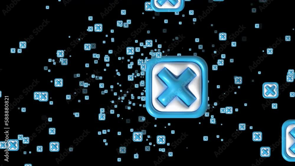 animated particle of cross check mark icon button and no or wrong ...