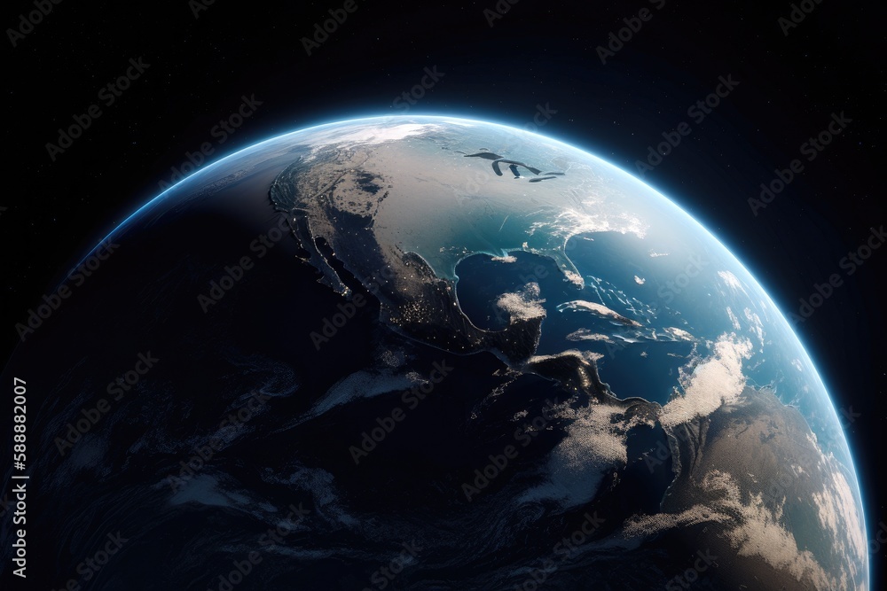 Obraz premium usa seen from space from orbit, planet earth, generative ai